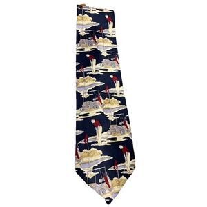 Kai Long Vintage Mens Tie Hand-Made Silk Necktie Golfer Golf Print RARE